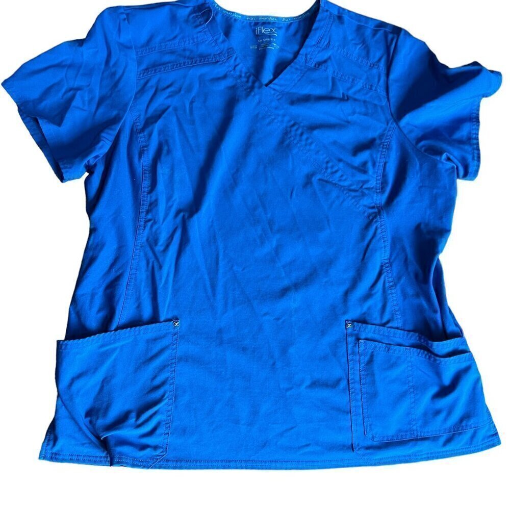 Cherokee iFlex Mock Wrap Contemporary Fit Scrubs Top with Stretchy Knit Panel